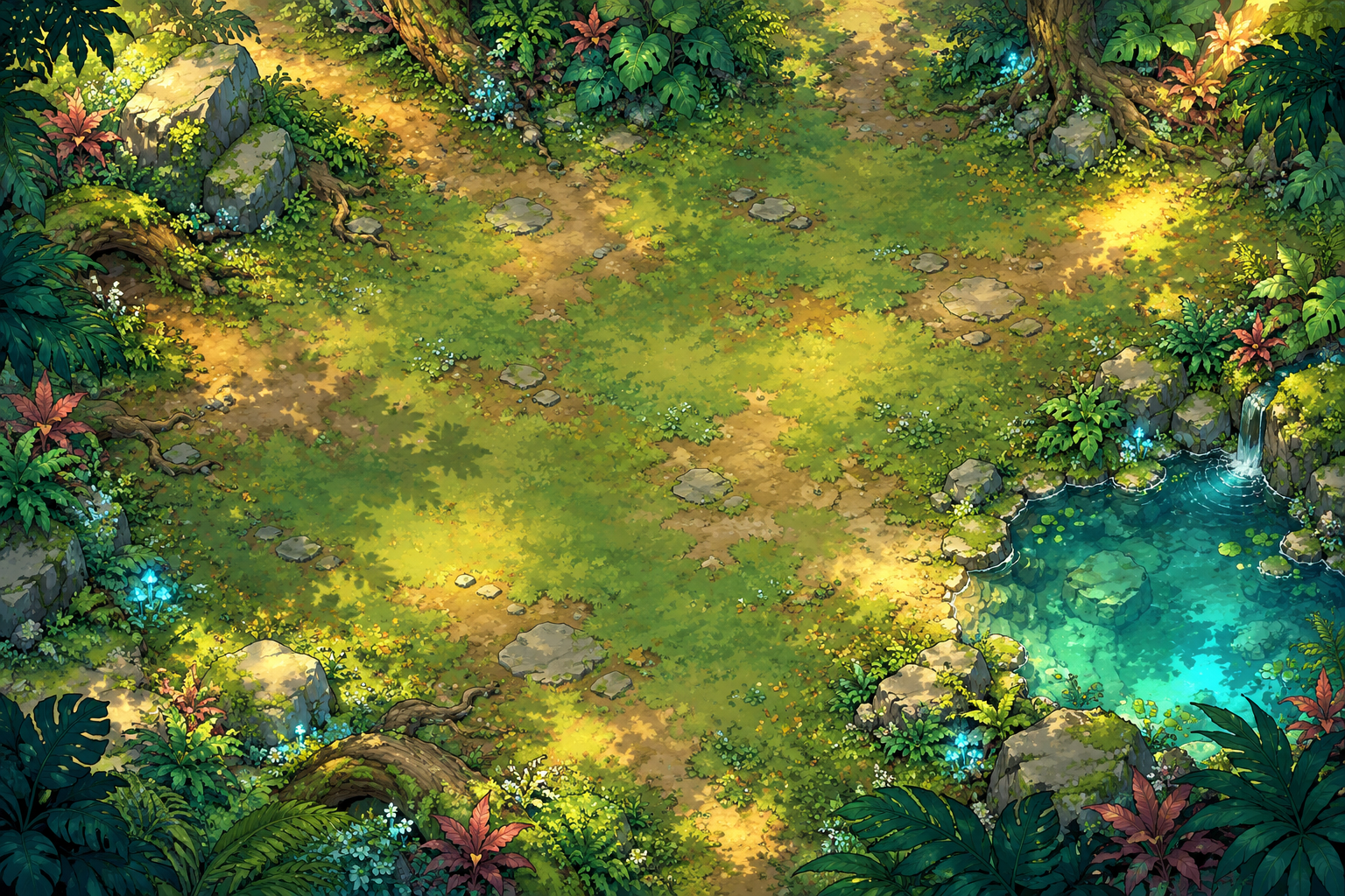 Painted overhead forest clearing