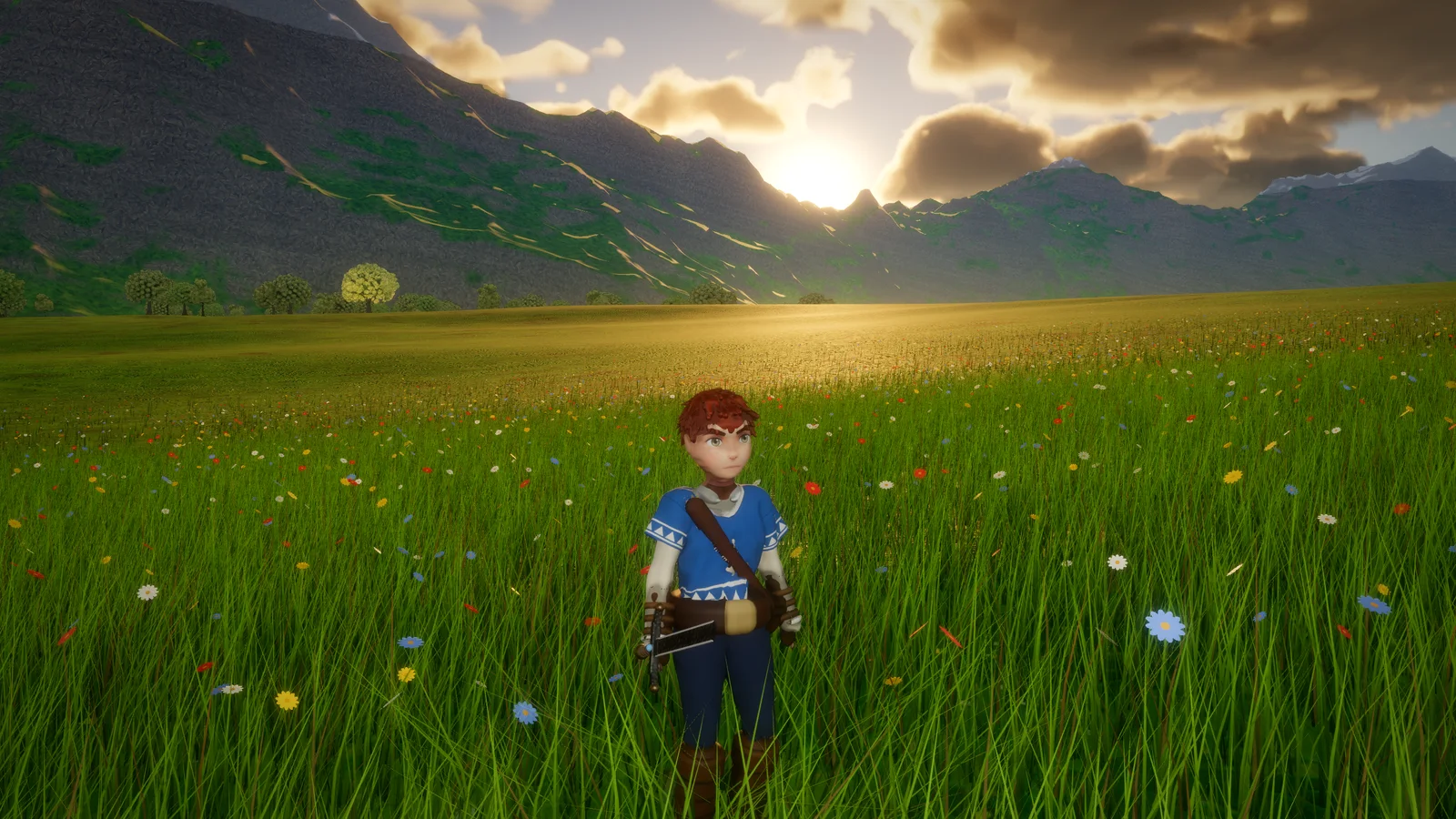 Hollowreach at golden hour, one of the sample games in Arcwright Beta 1