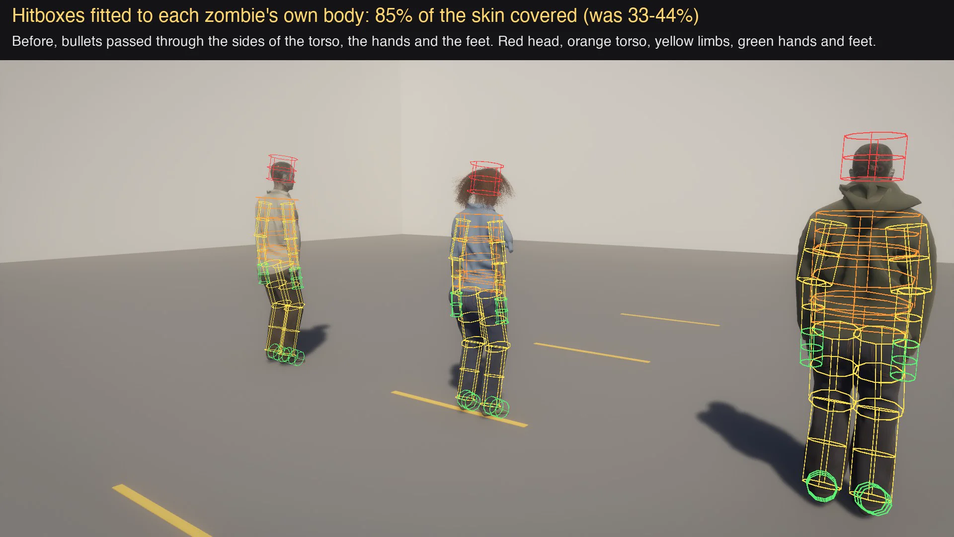 Hitboxes fitted to each character's body