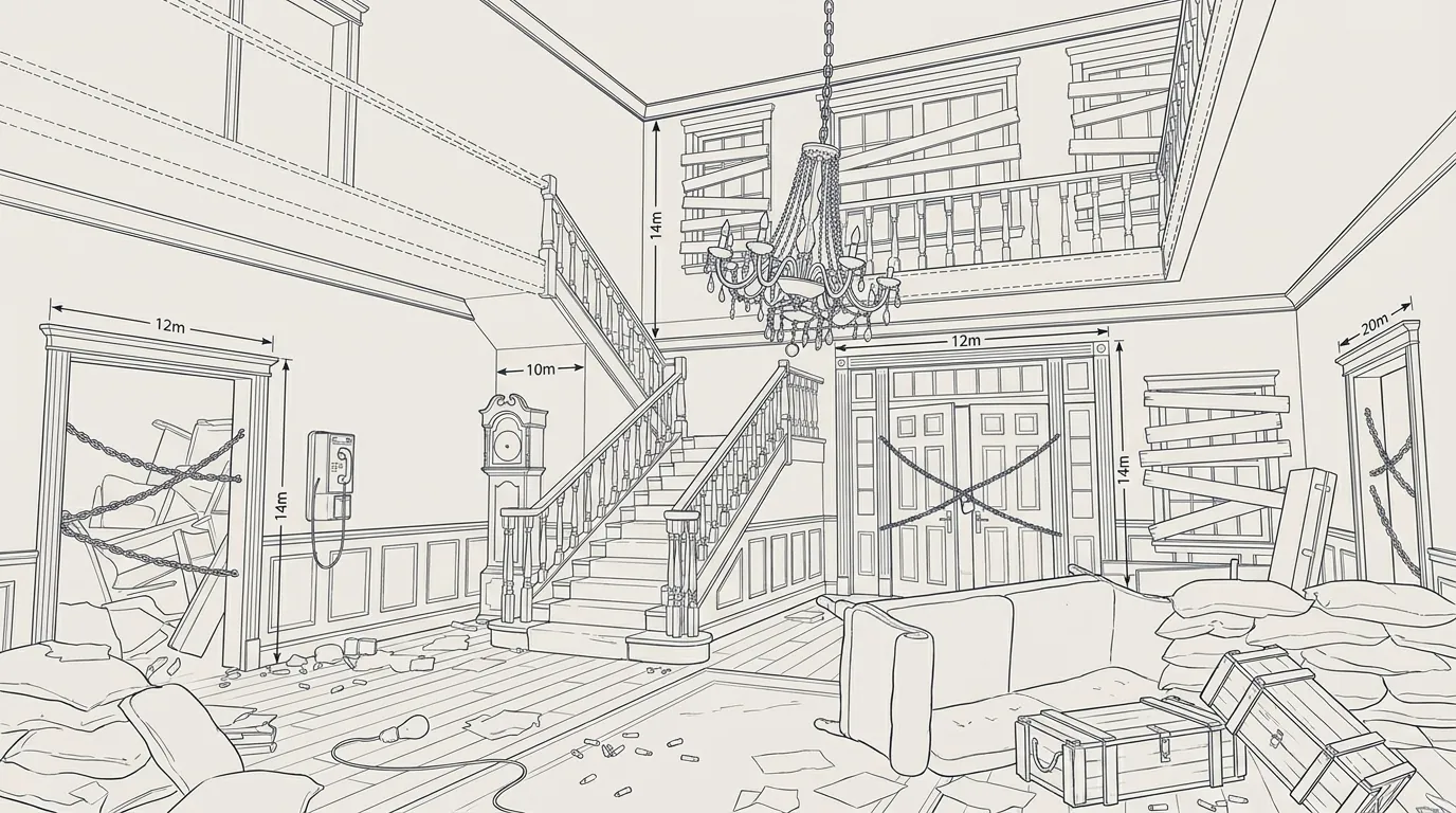 A Nano Banana plan of the foyer with measurements