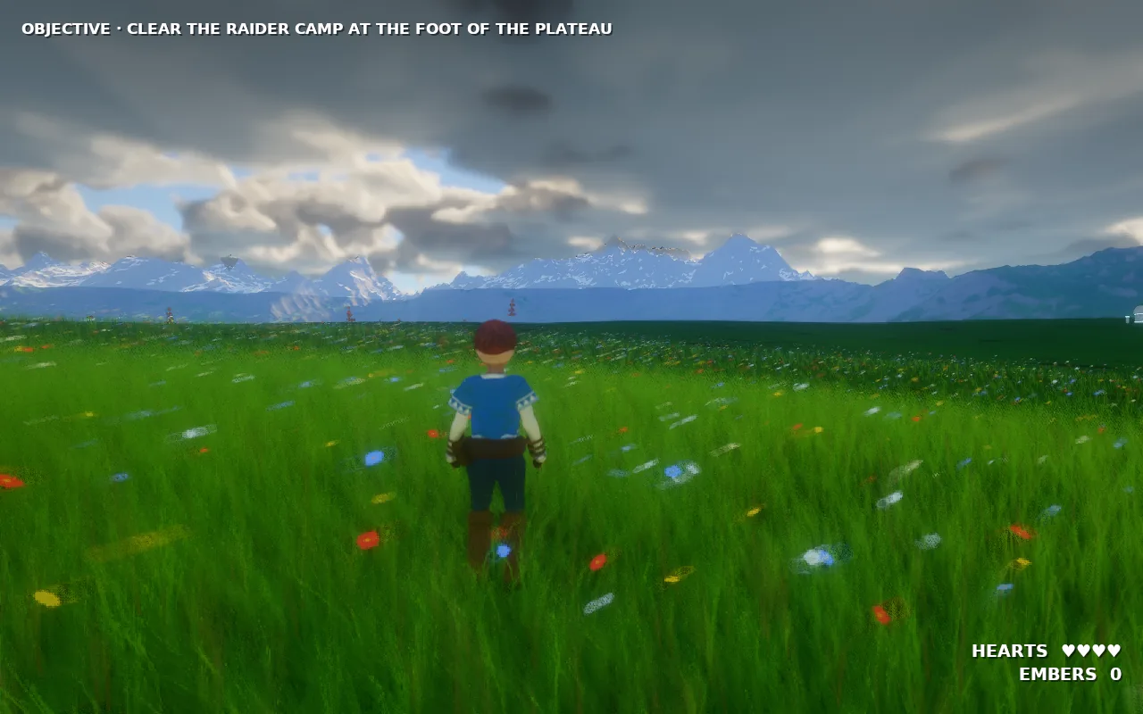 Hollowreach running on Linux with its game HUD