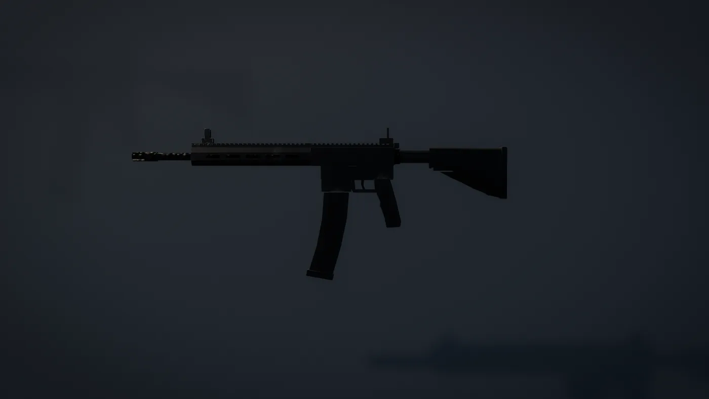 A forged carbine from the side