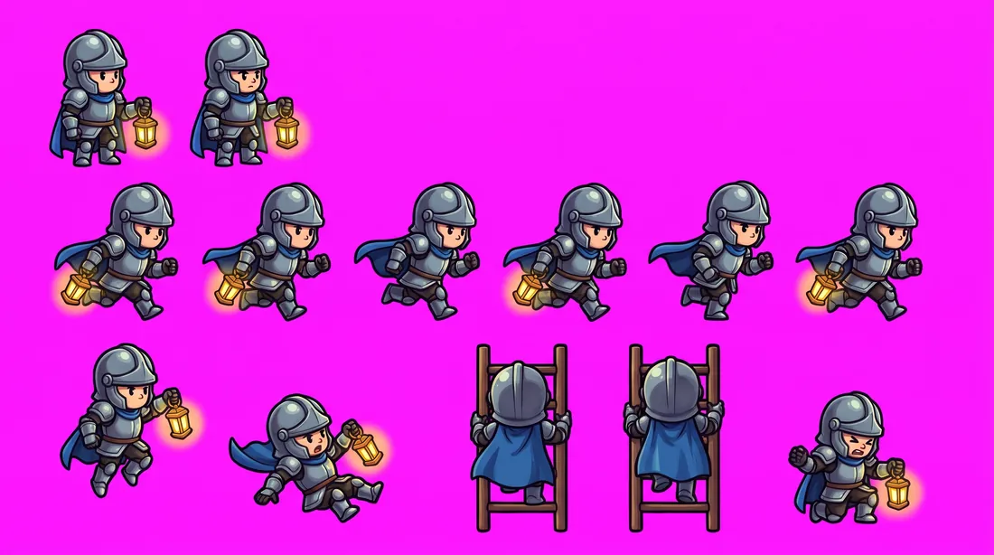 A Nano Banana sprite sheet of the knight
