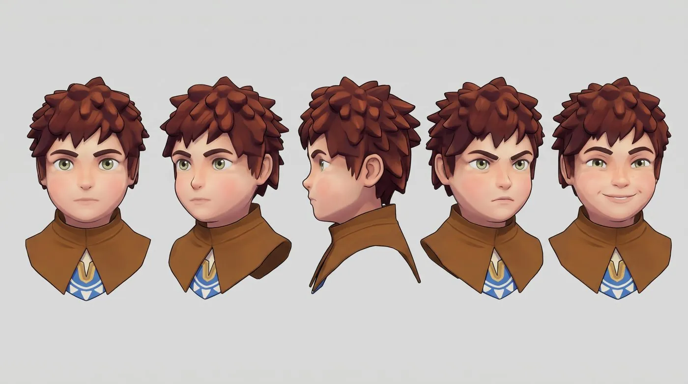 A Nano Banana face sheet of Rowan