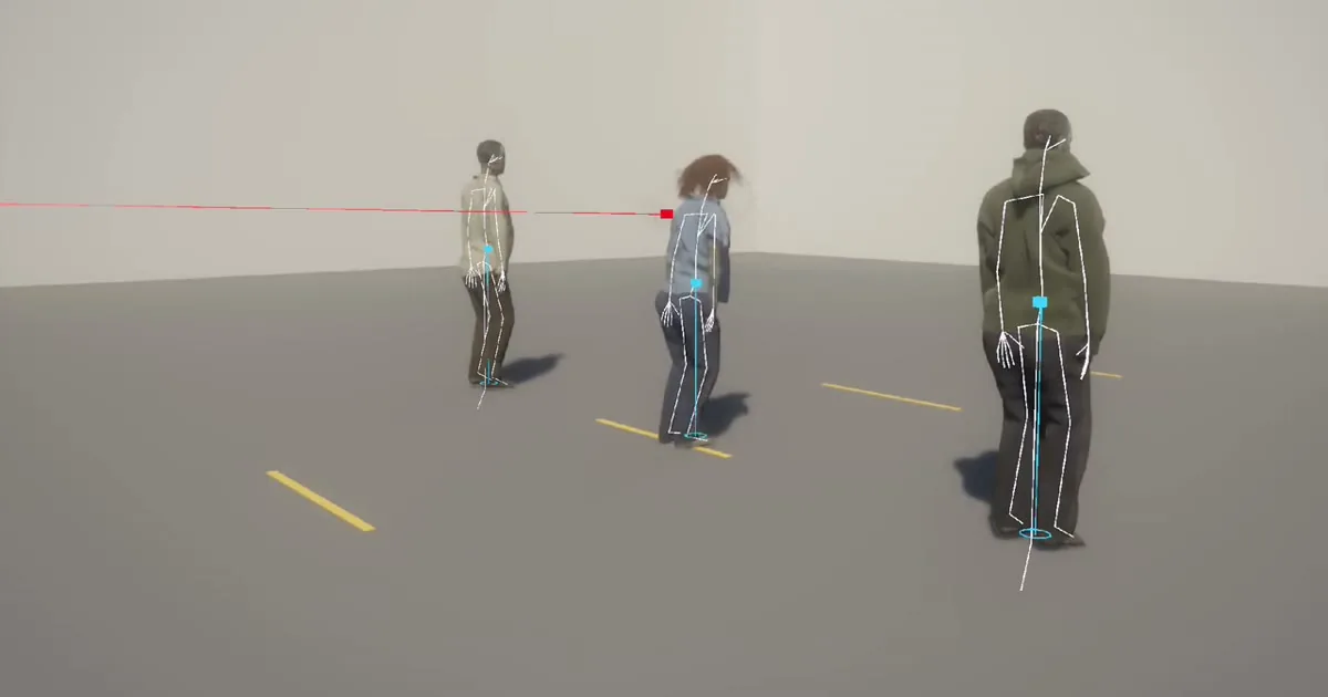 Characters in the Animation Lab with their skeletons drawn