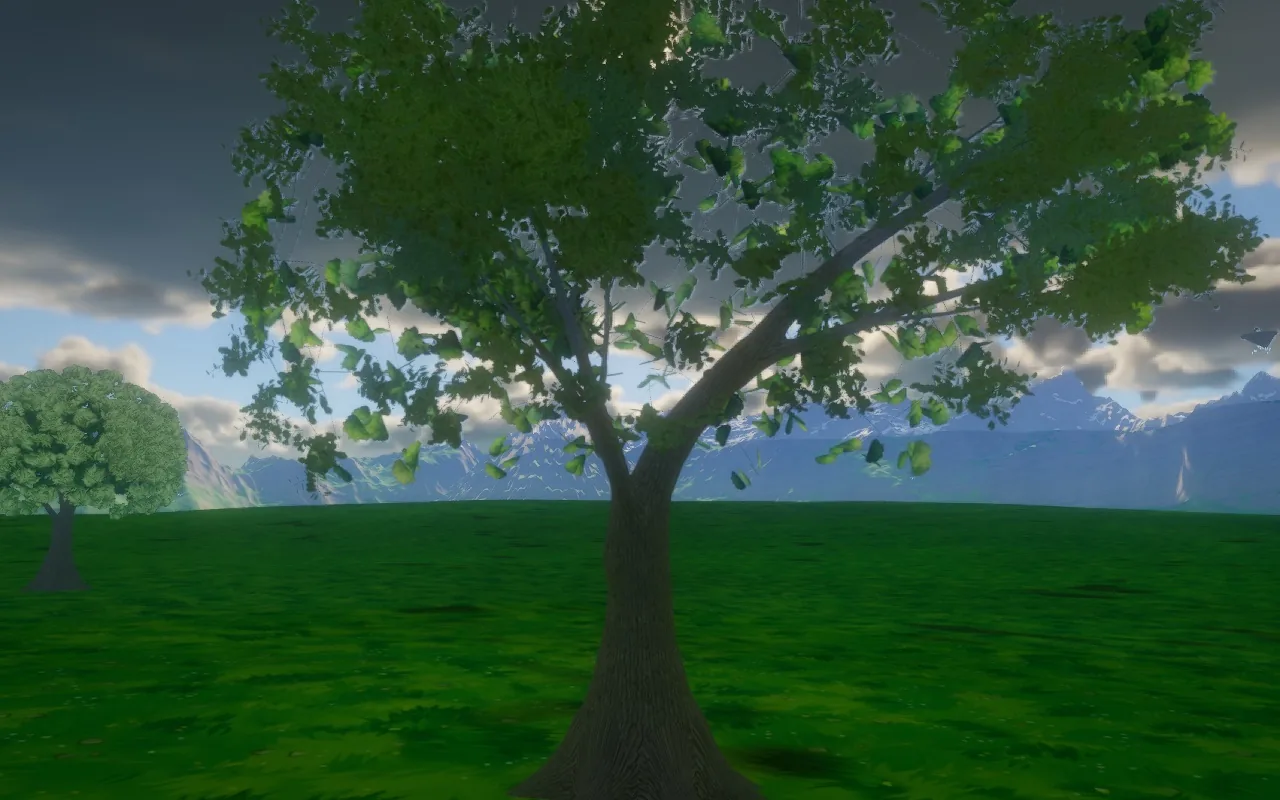 A single oak in Hollowreach with its branches, twigs and leaves