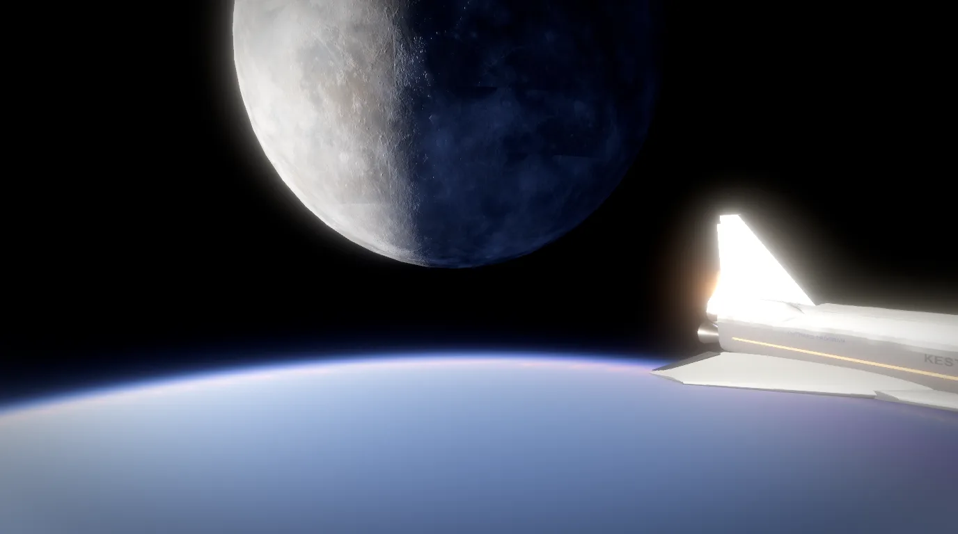 The moon seen from orbit in Arcwright's space game