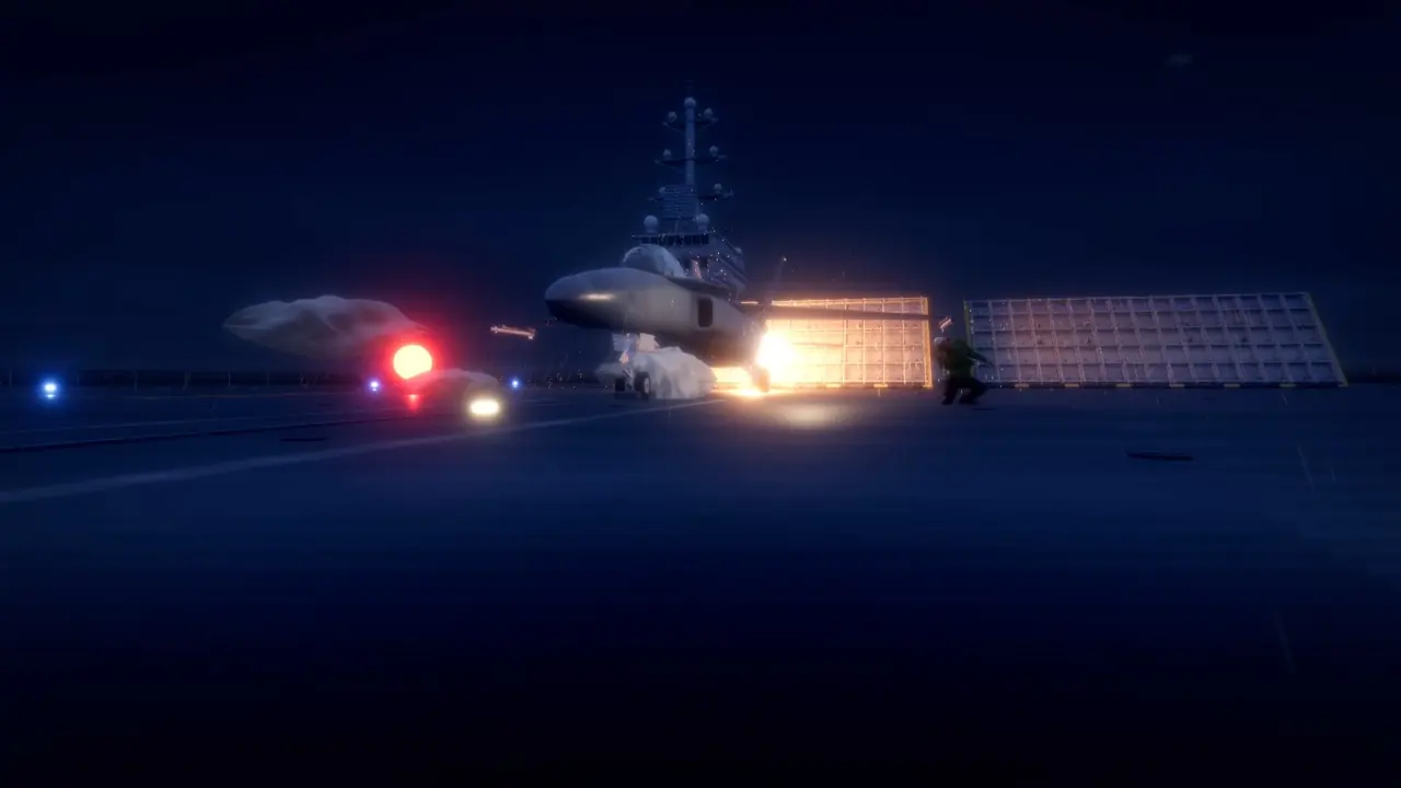 Night catapult launch, first cut